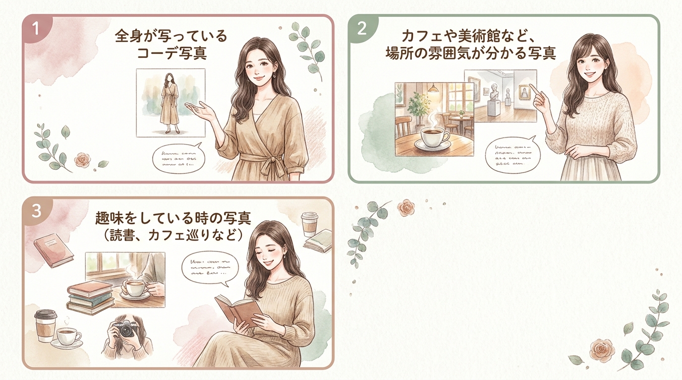 全身写真とサブ写真のうまくいく組み合わせ