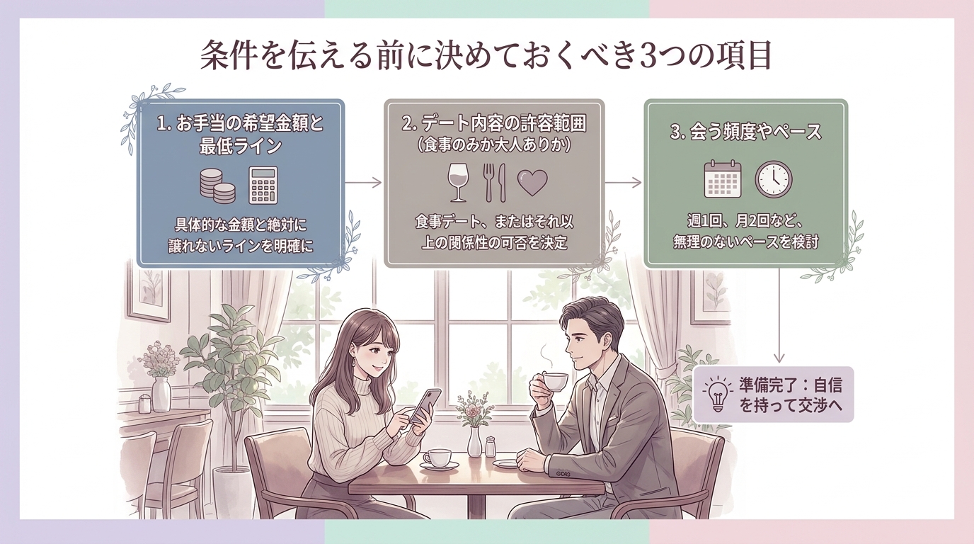 条件を伝える前に決めておくべき3つの項目