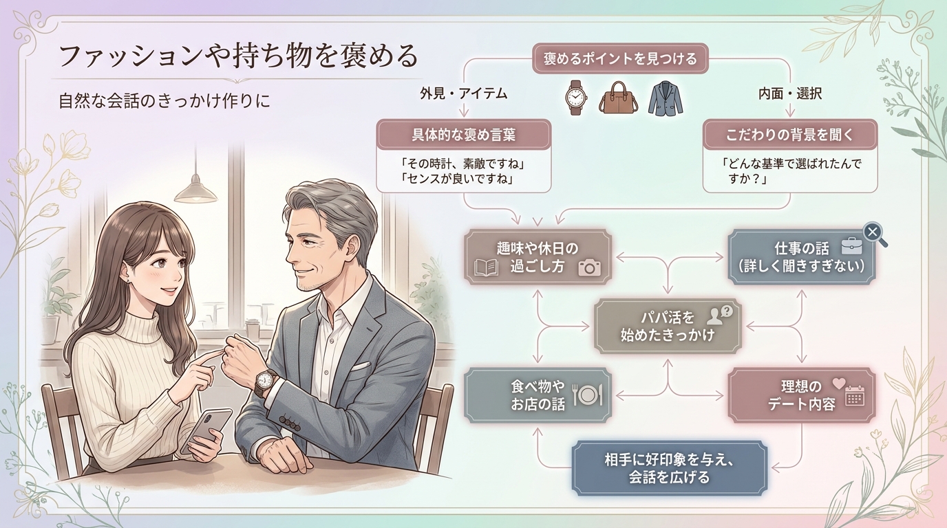 ファッションや持ち物を褒める