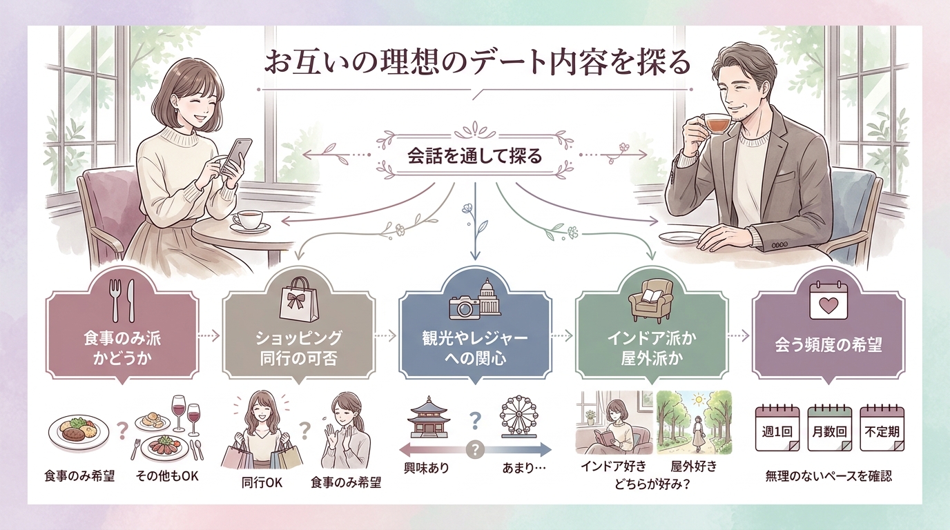 お互いの理想のデート内容を探る