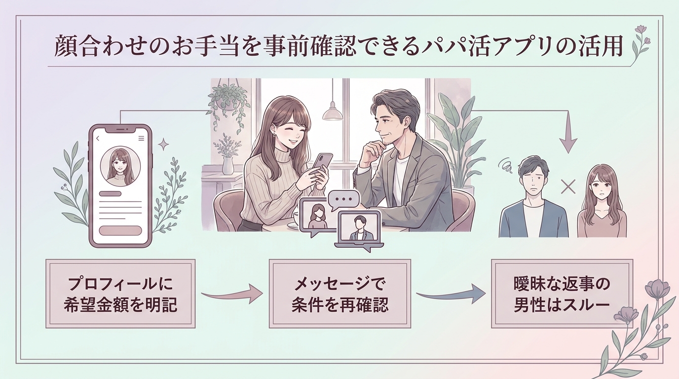 顔合わせのお手当を事前確認できるパパ活アプリの活用