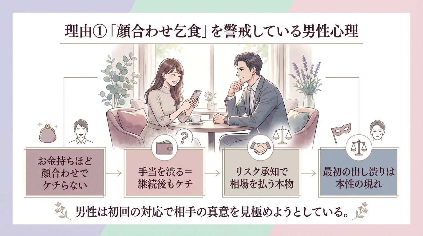 理由①「顔合わせ乞食」を警戒している男性心理