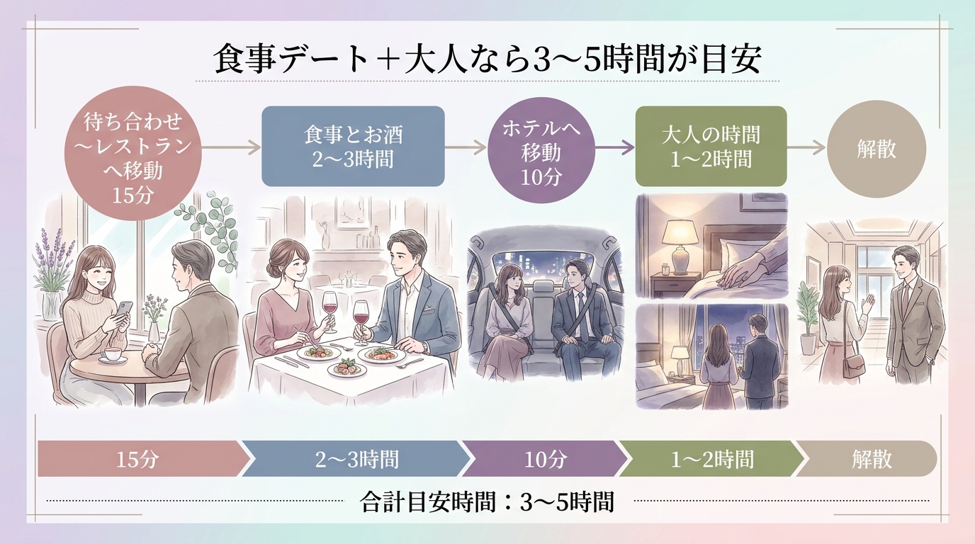 食事デート+大人なら3〜5時間が目安