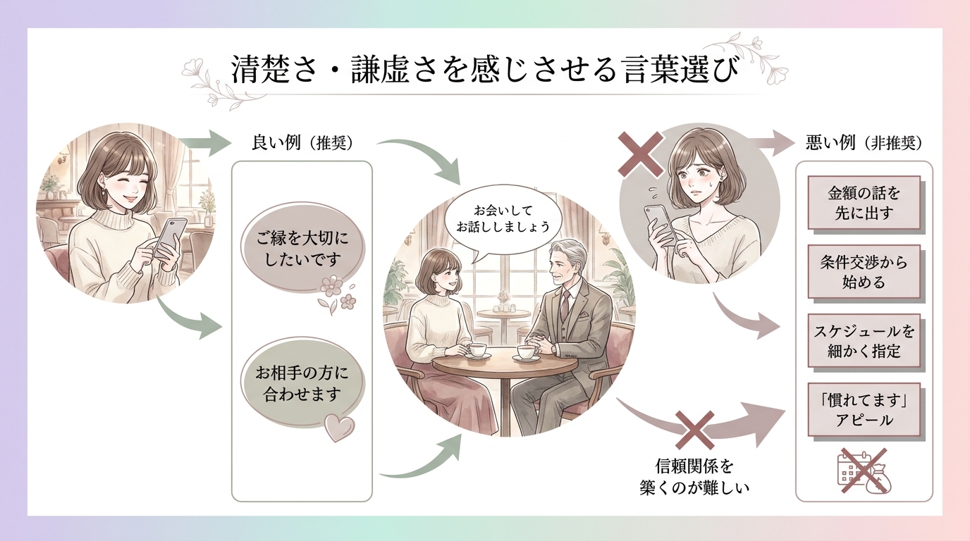 清楚さ・謙虚さを感じさせる言葉選び