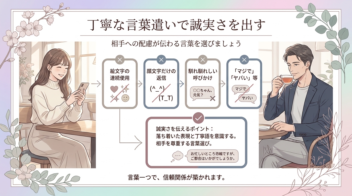 丁寧な言葉遣いで誠実さを出す