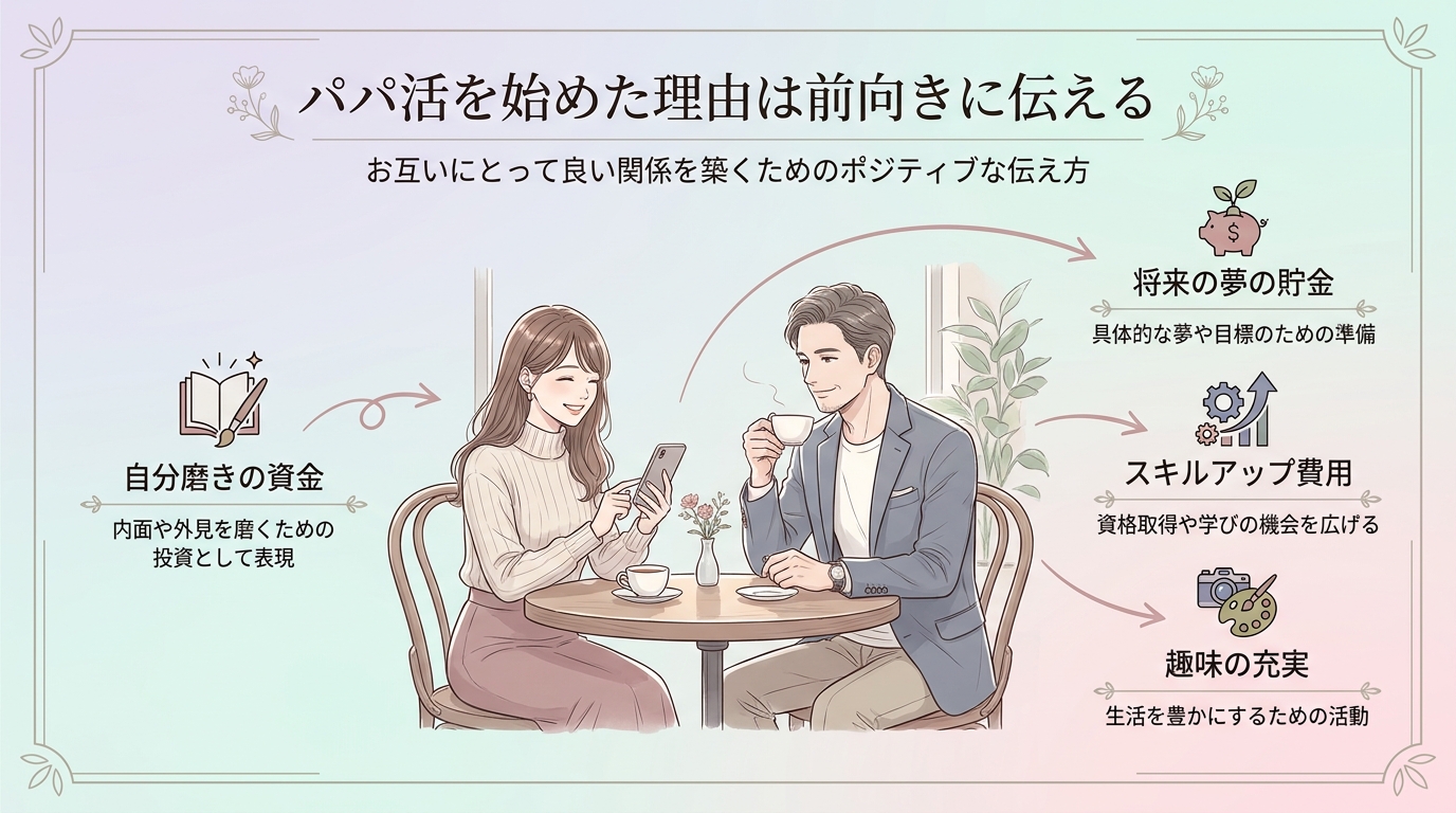 パパ活を始めた理由は前向きに伝える