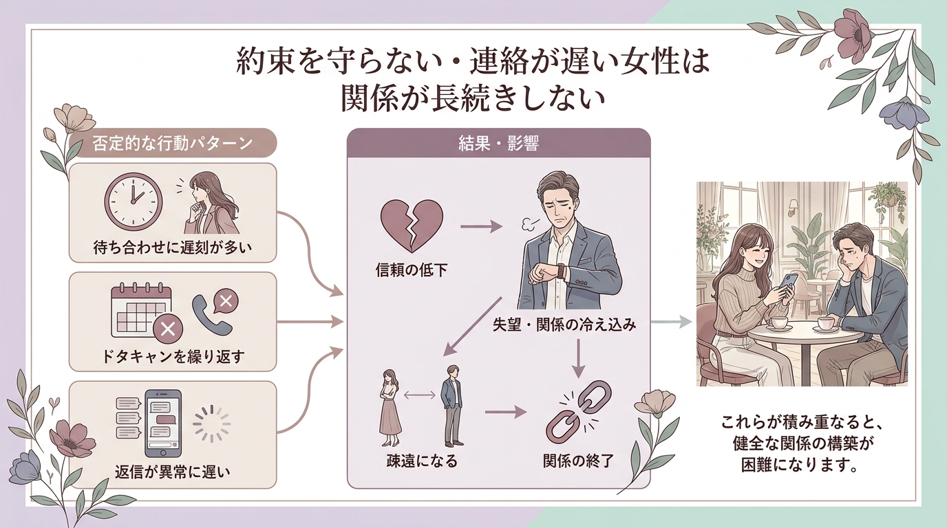 約束を守らない・連絡が遅い女性は関係が長続きしない