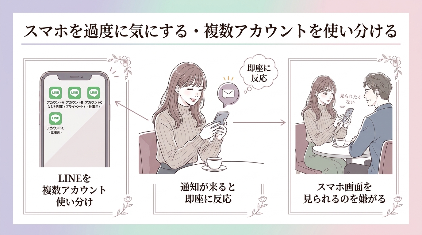 スマホを過度に気にする・複数アカウントを使い分ける