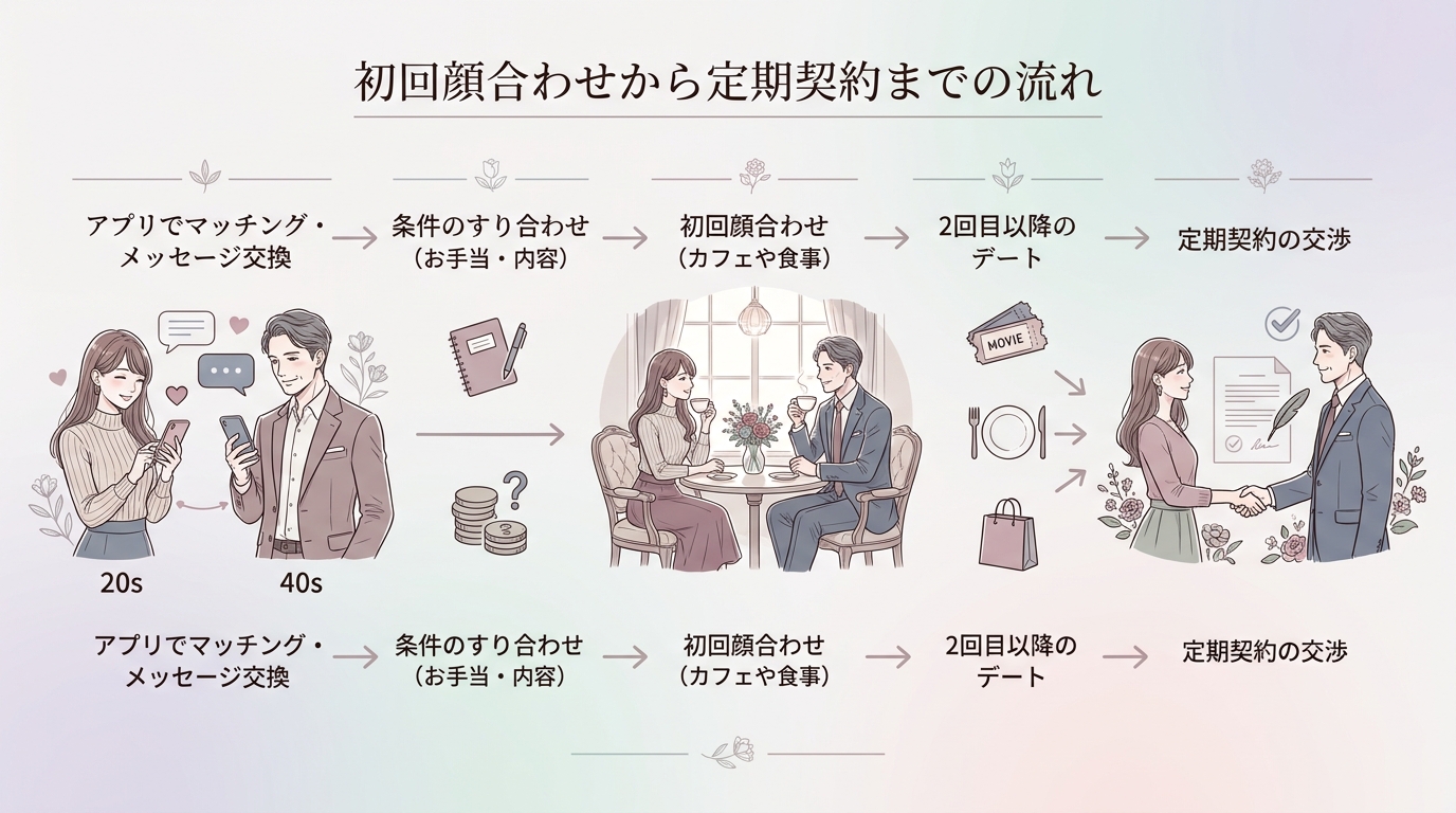 初回顔合わせから定期契約までの流れ