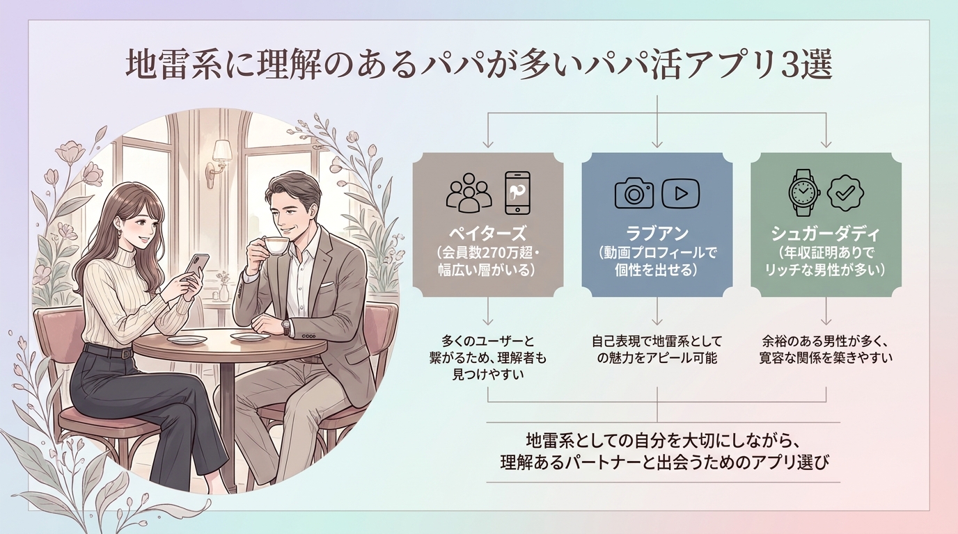 地雷系に理解のあるパパが多いパパ活アプリ3選
